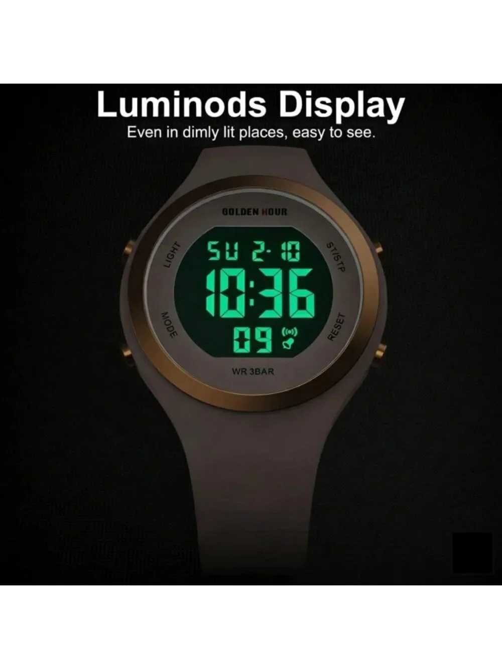 Waterproof Sport Women's Digital Chronograph Watch with Silicone Strap - Stylish